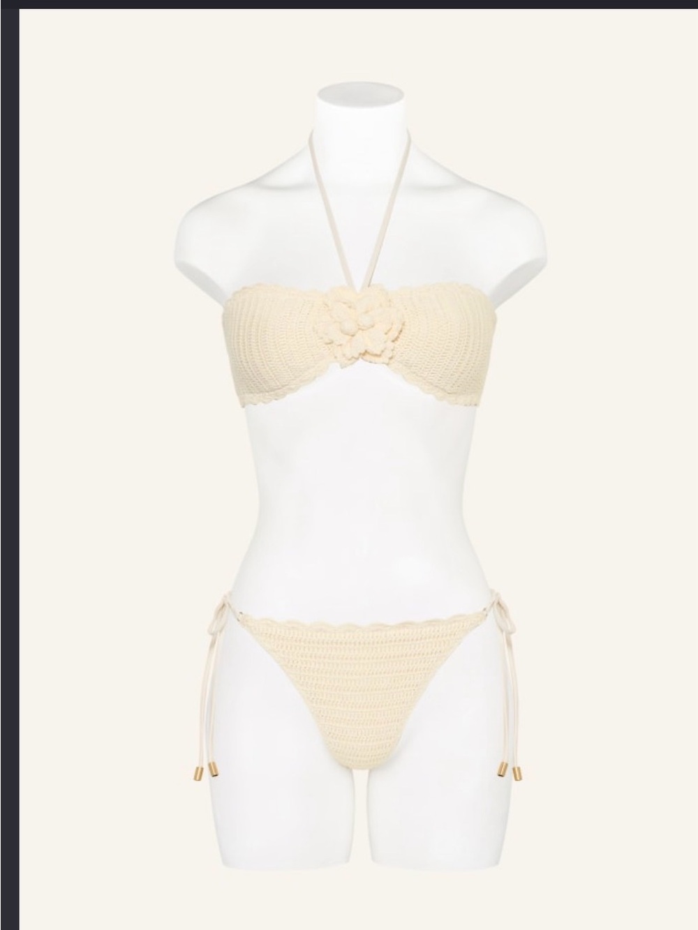 Zimmermann Cream Crochet Bandeau Bikini